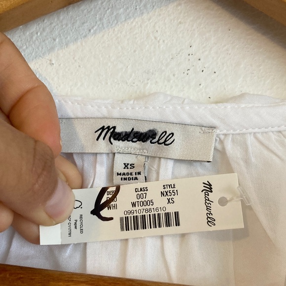 Madewell Pintucked Ruffled Puff-Sleeve Top XS White - Picture 4 of 7